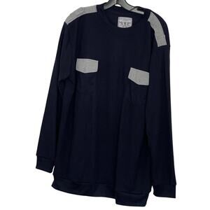 Marx & Dutch Men's Navy BLUE large oversized Shirt Pullover Long Sleeve